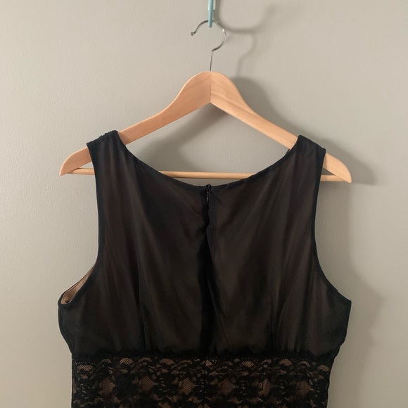 Connected Black Sheer Cocktail Dress w/ Lace Band - Picture 4 of 6